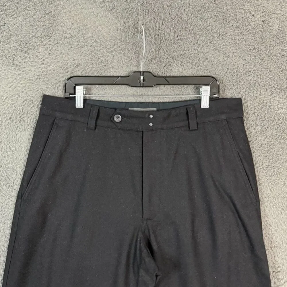 Vtg Banana Republic Pants Mens 35x34 Black Flannel Wool Slacks Straight Fit Y2K